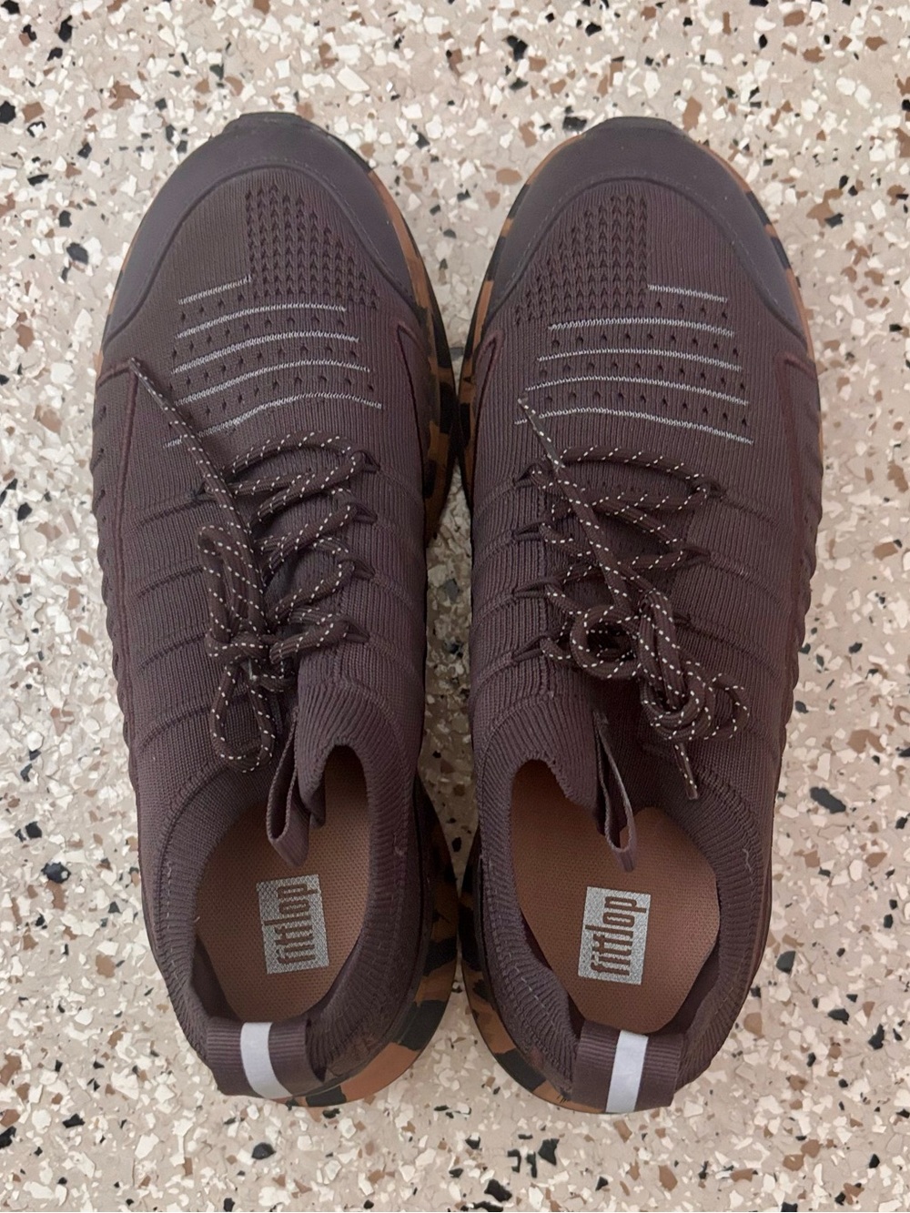 Fitflop Women's Brown Knit Sneaker with Tan Accents